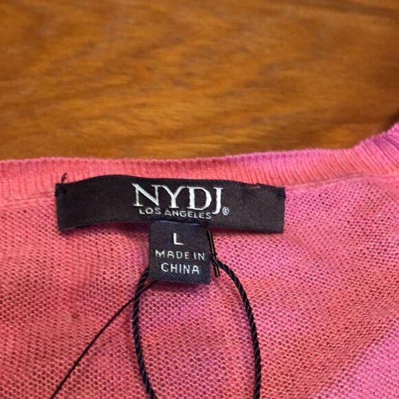 NYDJ Serra striped linen blend sweater in pink Size L - Picture 2 of 13